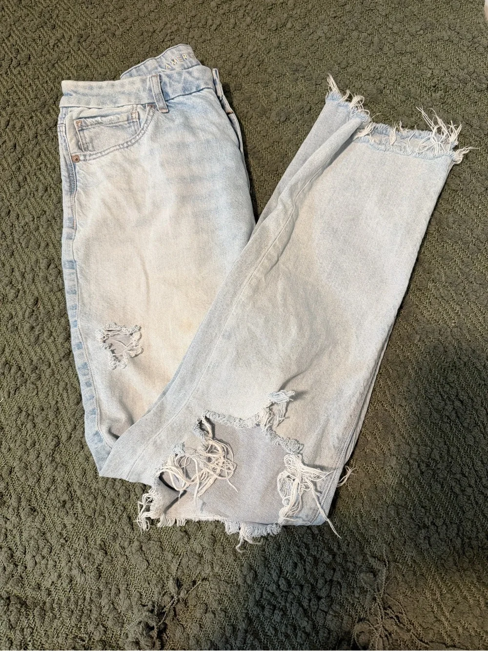 Light Wash Frayed Hem Women’s Extra Long Jeans